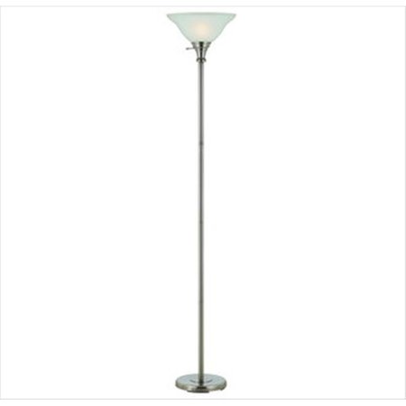 RADIANT 150 W 3 Way Torchiere With Glass Shade; Brushed Steel Finish RA194469